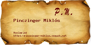 Pinczinger Miklós névjegykártya
